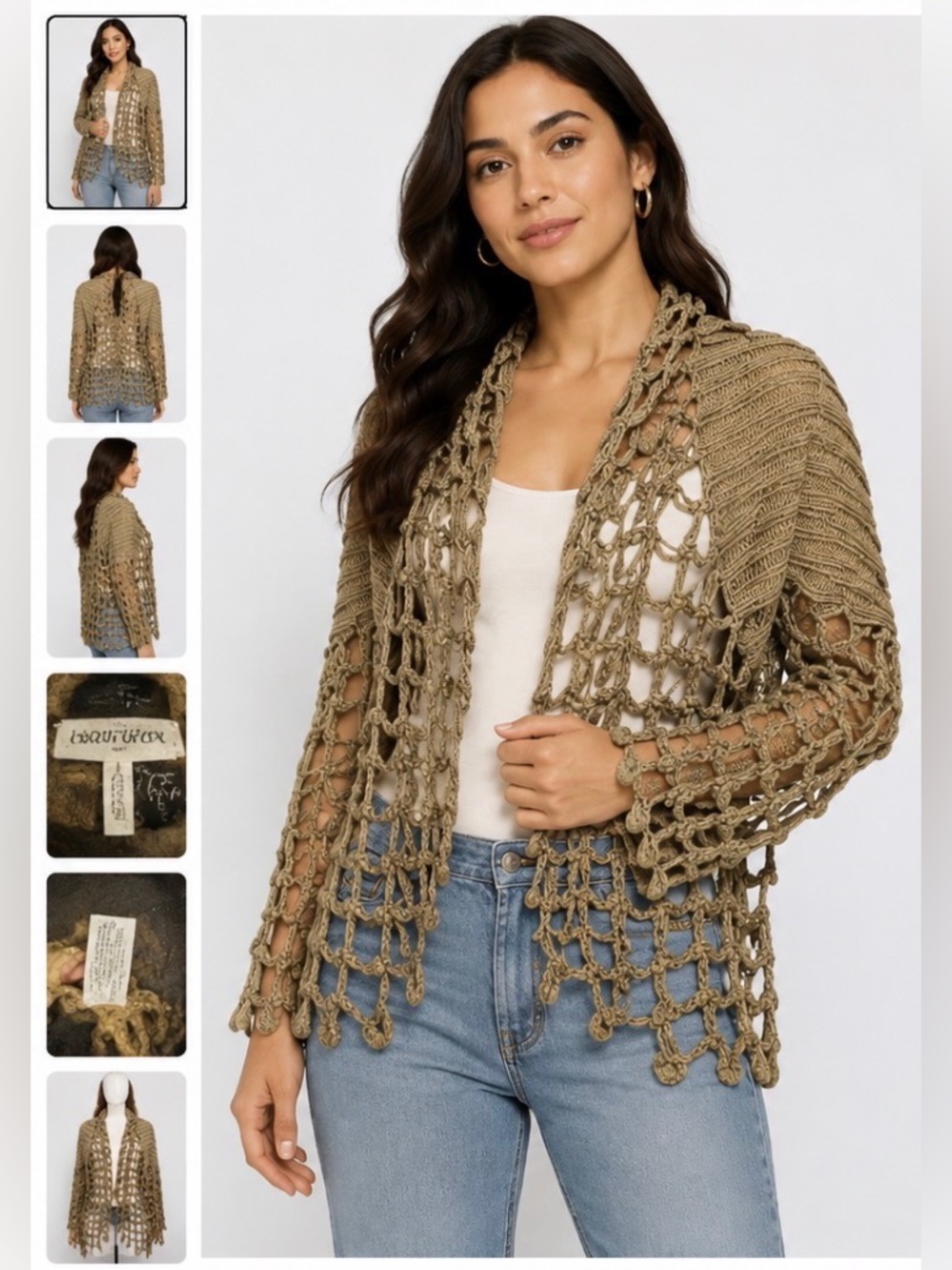 Leon Collection Los Angeles
Open Knit Macrame Crochet
Jacket Women's M Boho